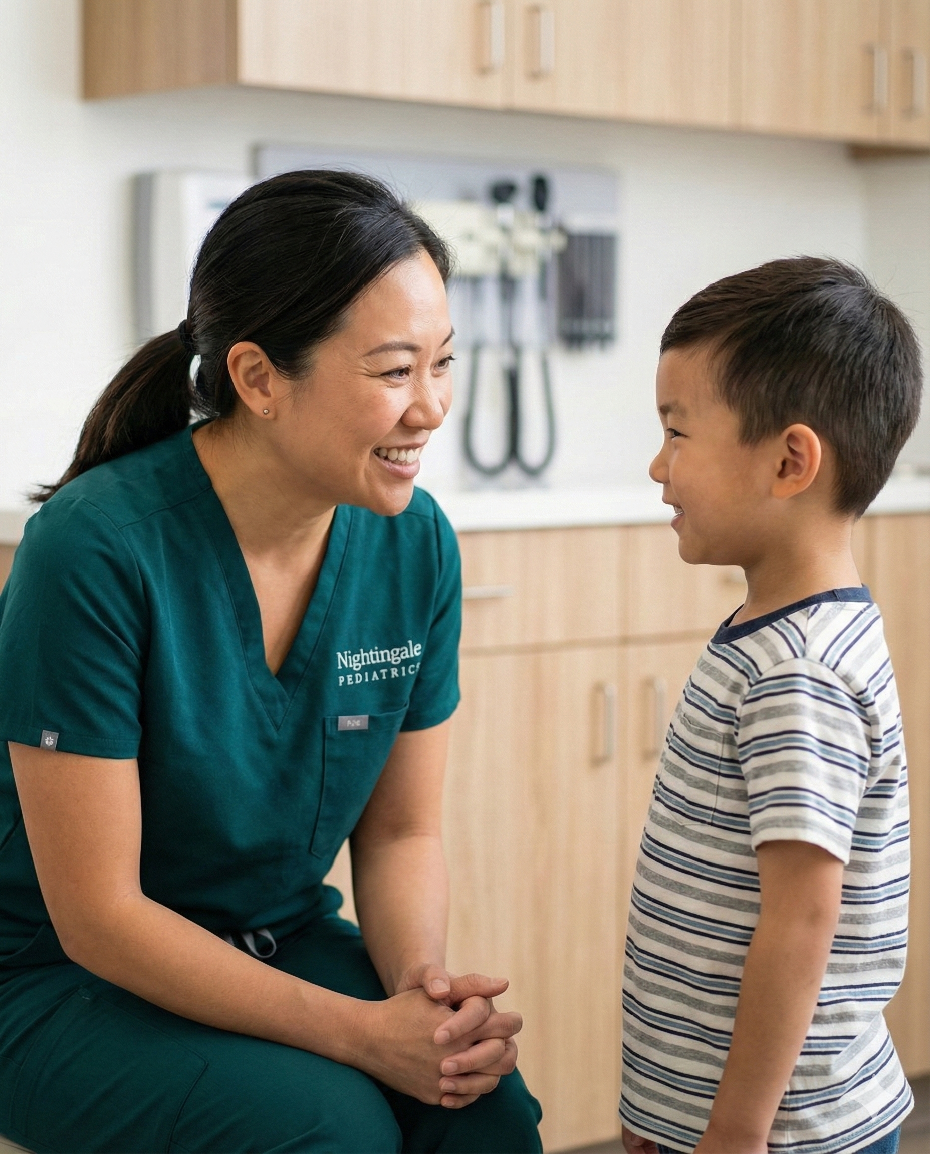 Warm interaction between child and specialist