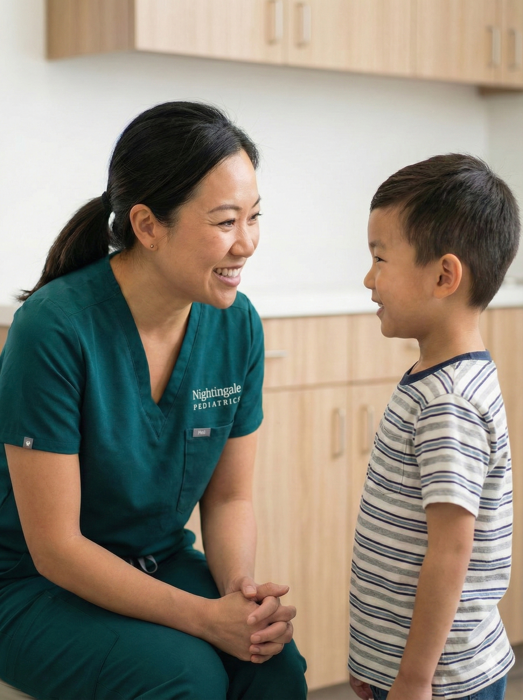 Warm interaction between child and specialist